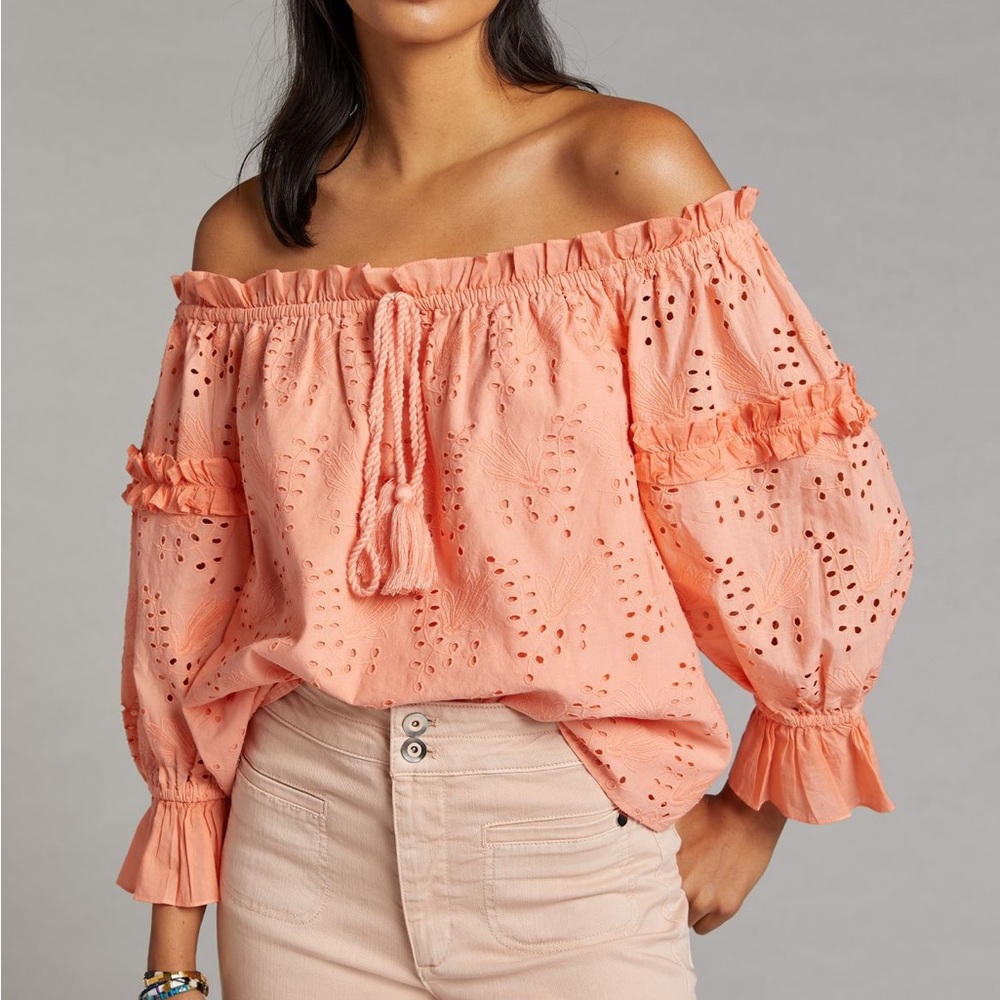 Anthropologie eyelet off the shoulder top